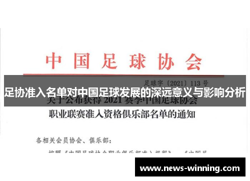足协准入名单对中国足球发展的深远意义与影响分析