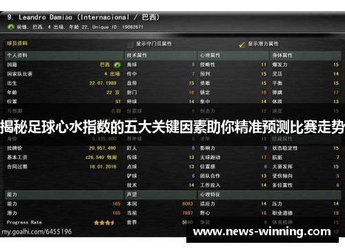 揭秘足球心水指数的五大关键因素助你精准预测比赛走势